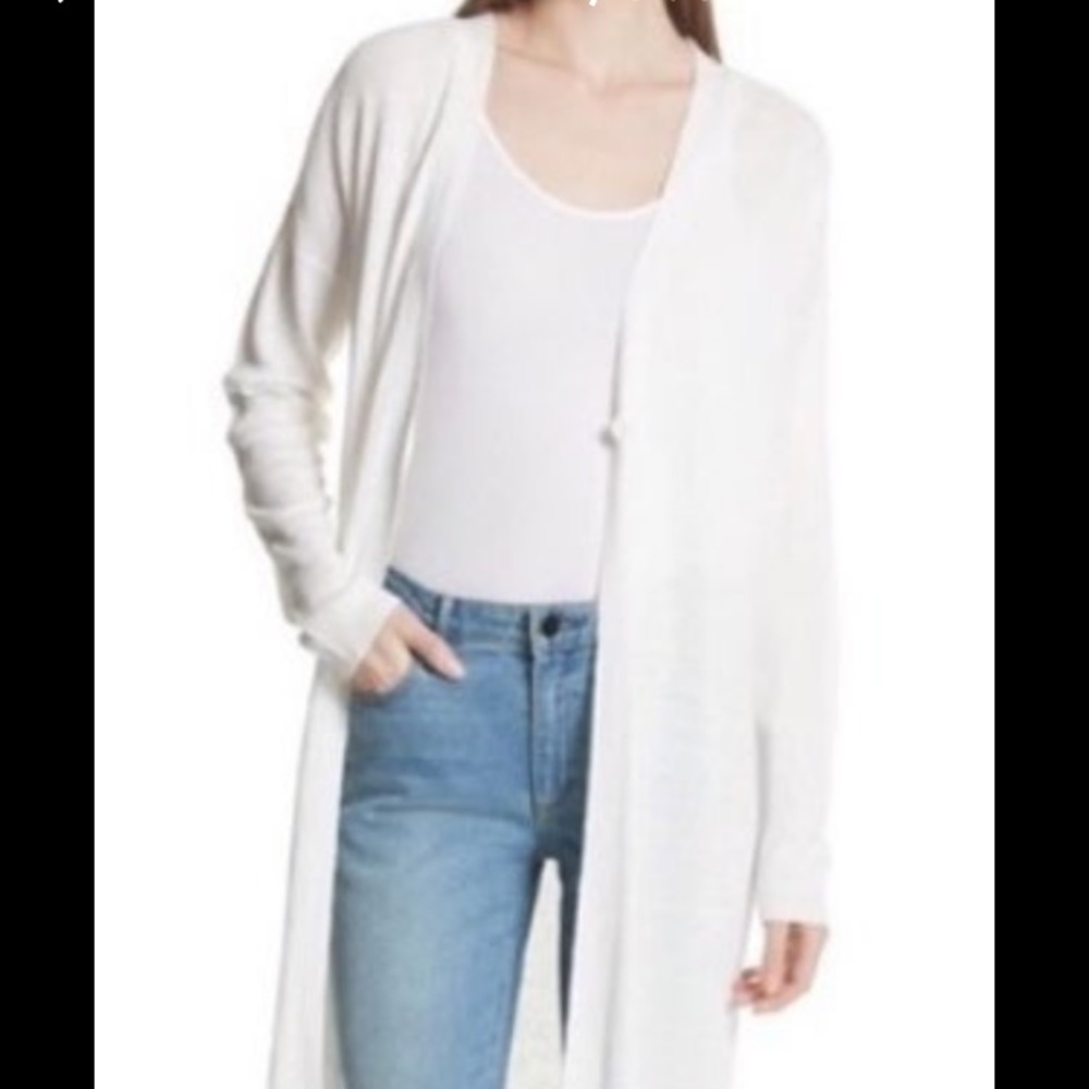 Theory New Harbor maxi cardigan in ivory